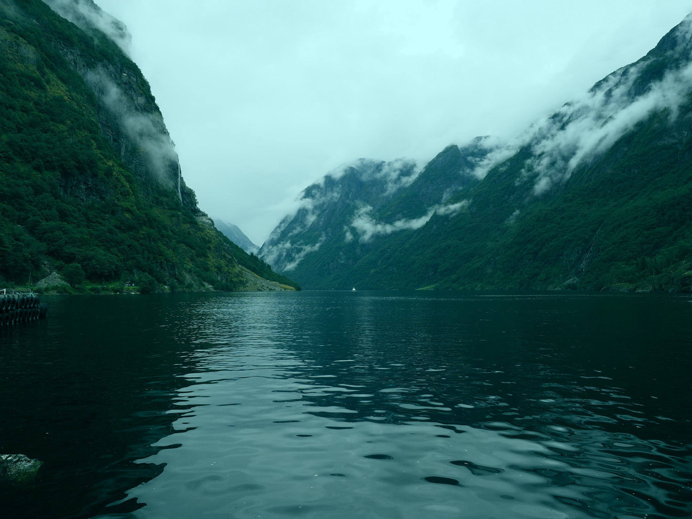 Photograph of a fjord in Norway with a cast added.